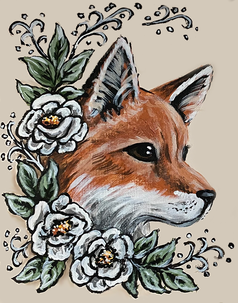 Handmålad räv